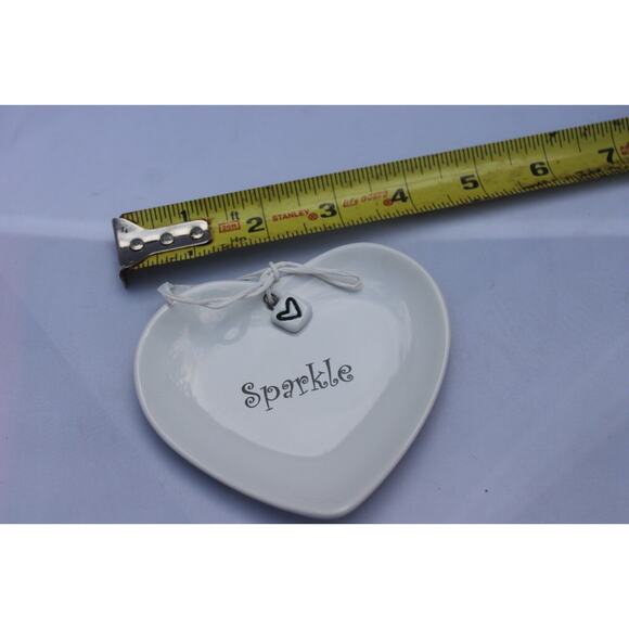 Pier 1 Sparkle Heart Trinket Utility Ring Jewelry Plate RARE - Picture 3 of 3